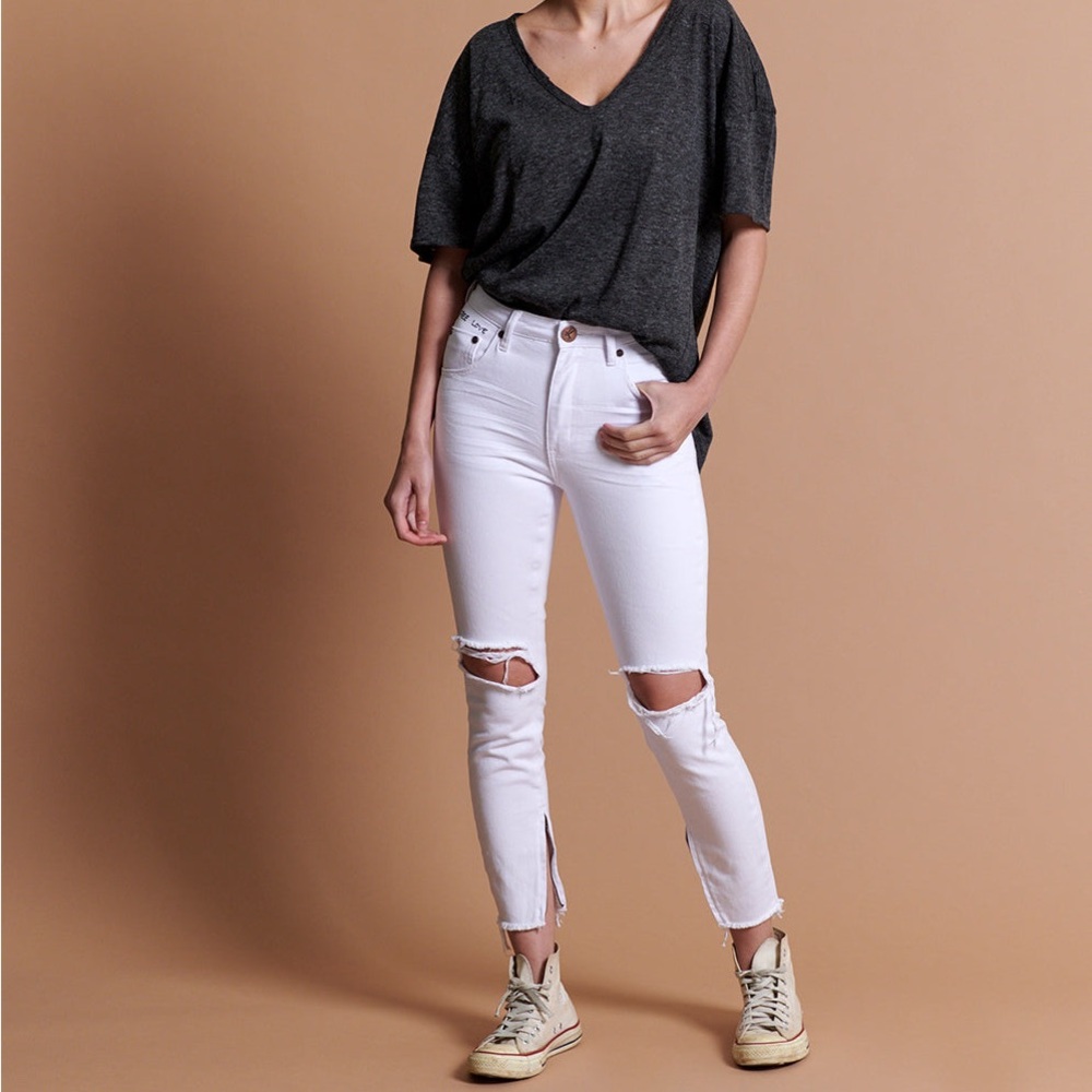 NEW One Teaspoon‎ Freebirds High Waist Rigid Skinny Denim Jeans White Beauty 27